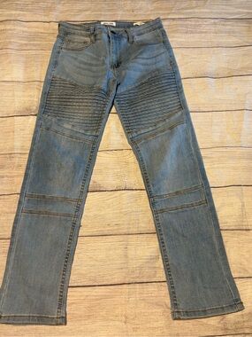 Boys Ring of Fire Light Blue Slim Straight Biker Jeans 12